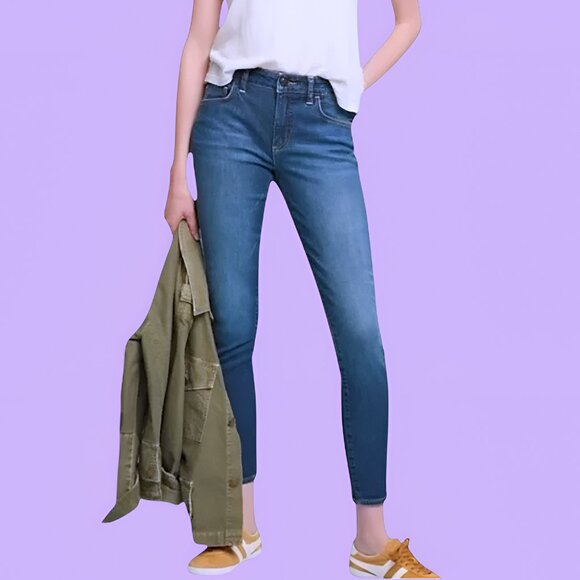 NWOT Anthropologie High Rise Script Jean Blue Size Small (6) - Picture 1 of 7